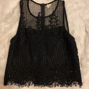 LA Hearts black crochet lace tank top